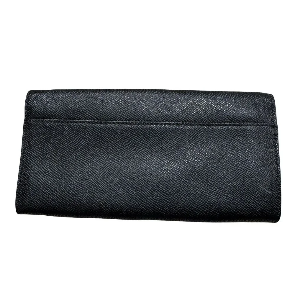 Coach Folding Wallet Black Zipper Pocket Credit Card Women's
